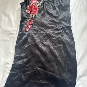 Black Dress with Floral Embroidery